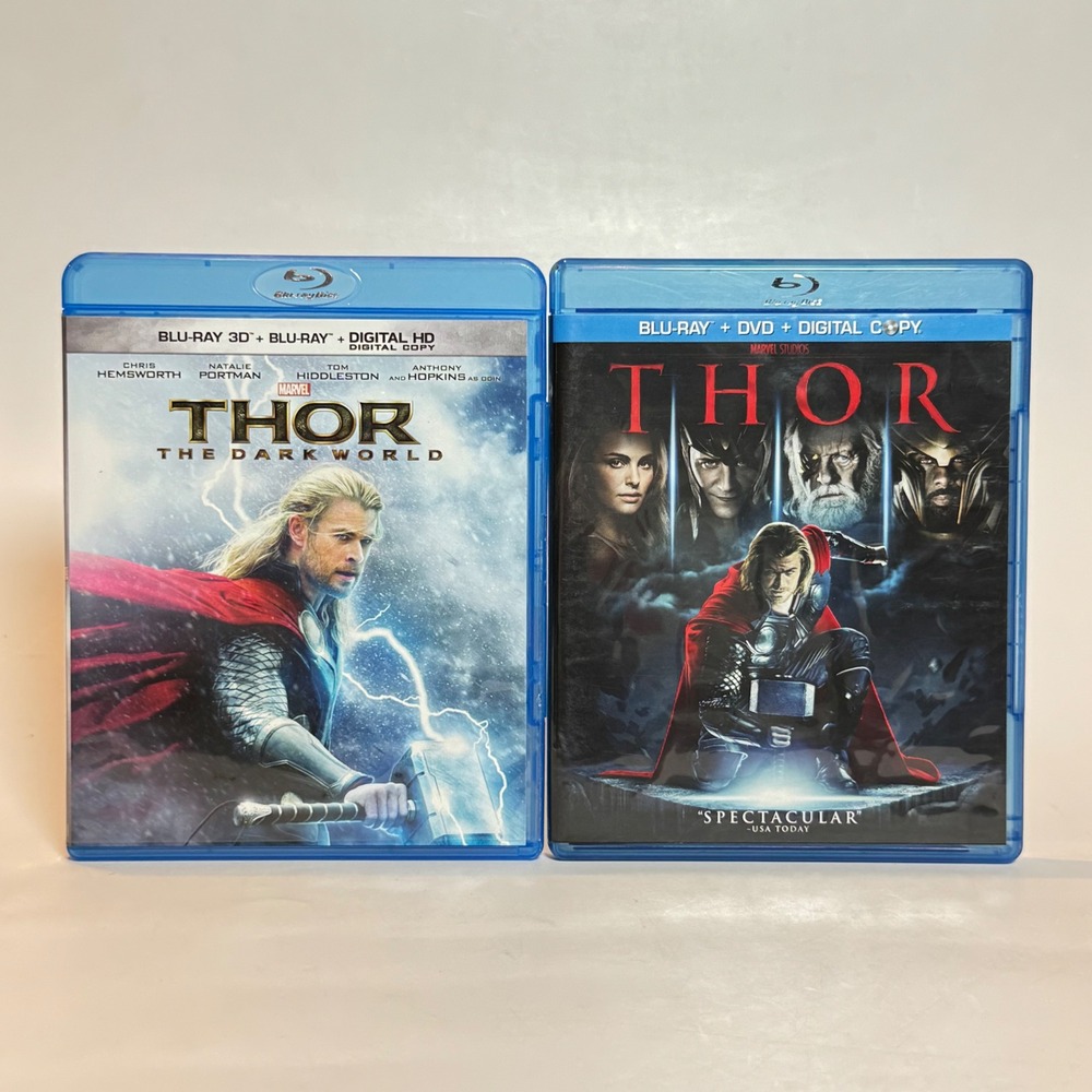 Thor & Thor The Dark World Blu-ray DVD 3D Marvel MCU Movie Lot Chris Hemsworth